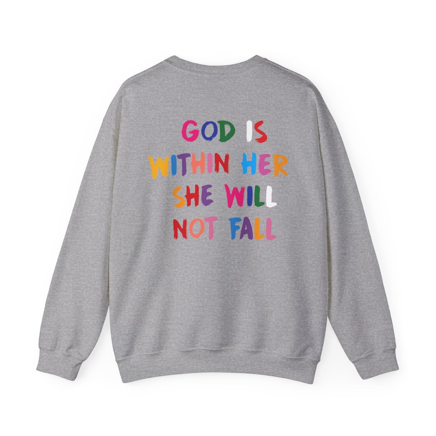 Addisen Mastriano: God Is In Her She Will Not Fall Crewneck